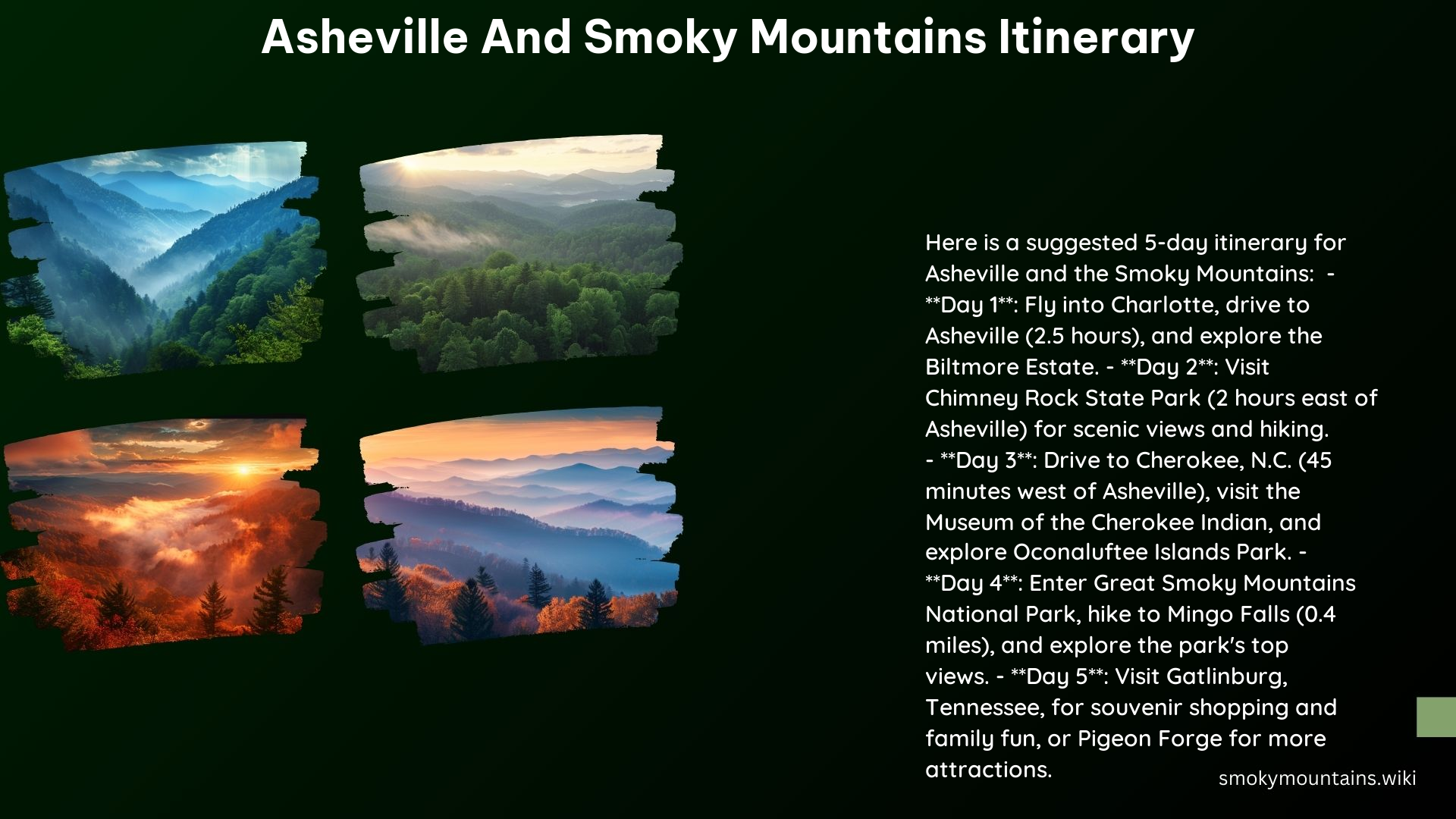 Asheville and Smoky Mountains Itinerary