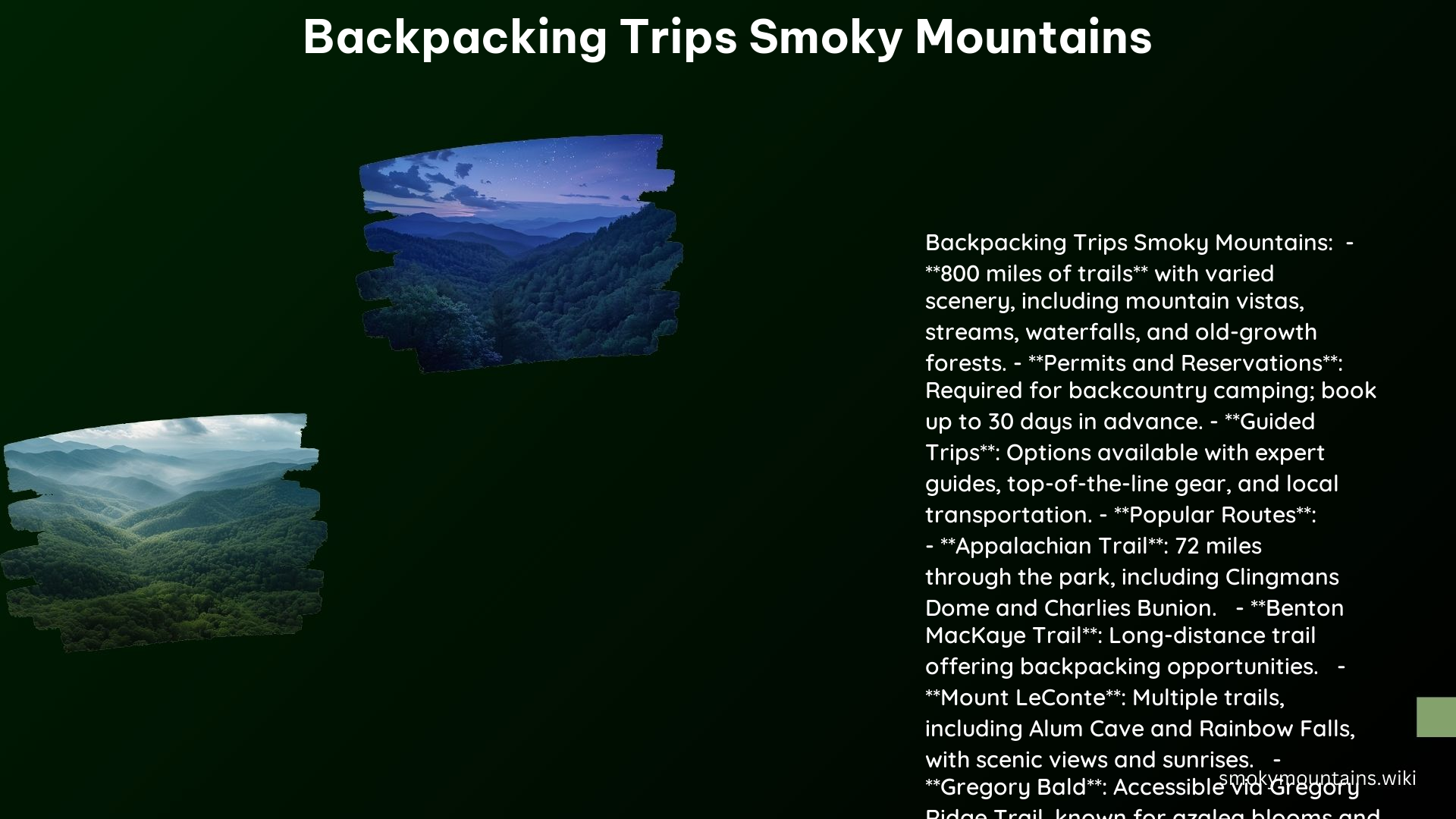 Backpacking Trips Smoky Mountains