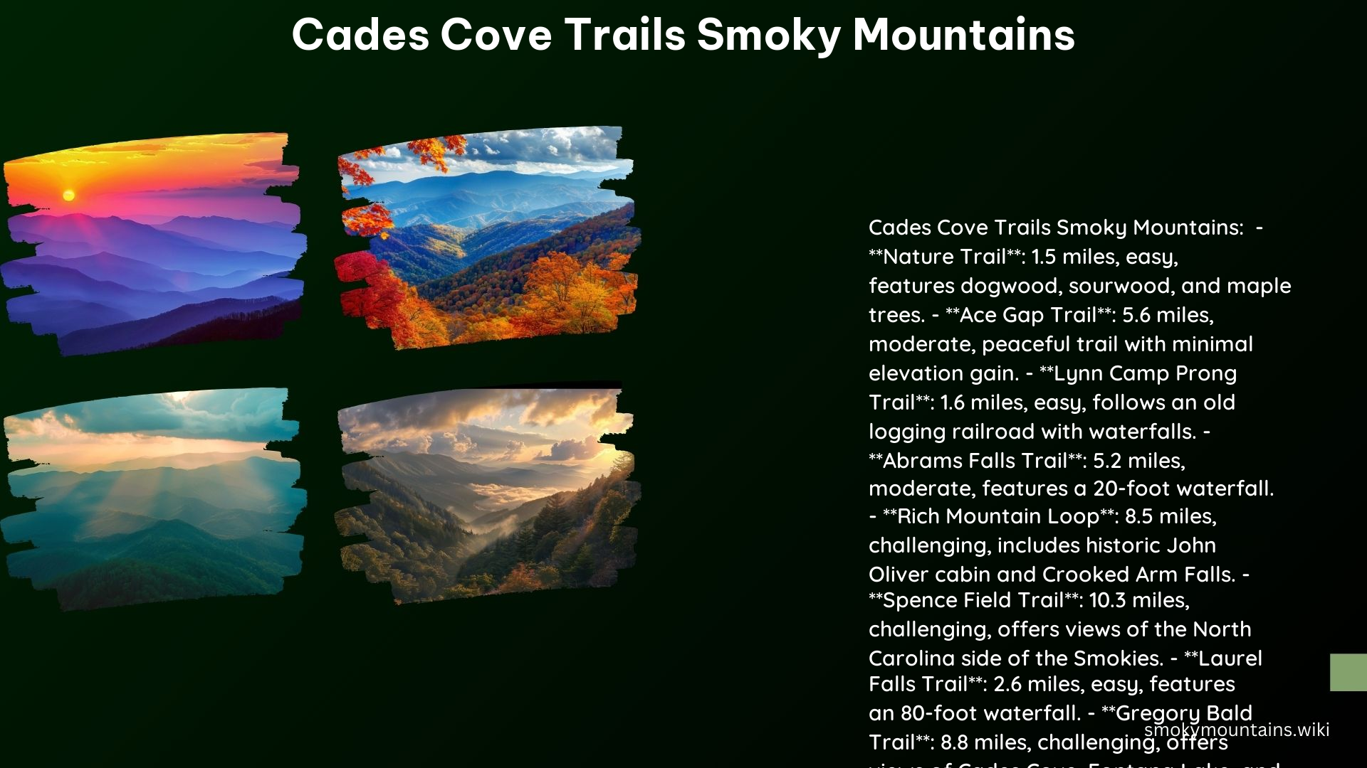 Cades Cove Trails Smoky Mountains