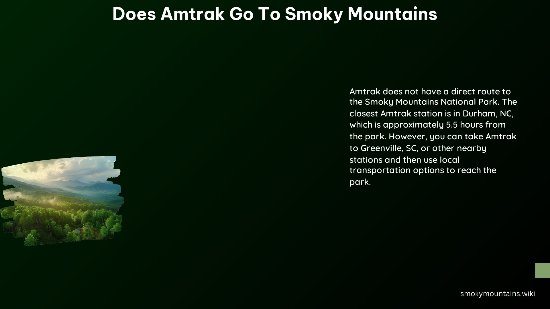 Does Amtrak Go to Smoky Mountains