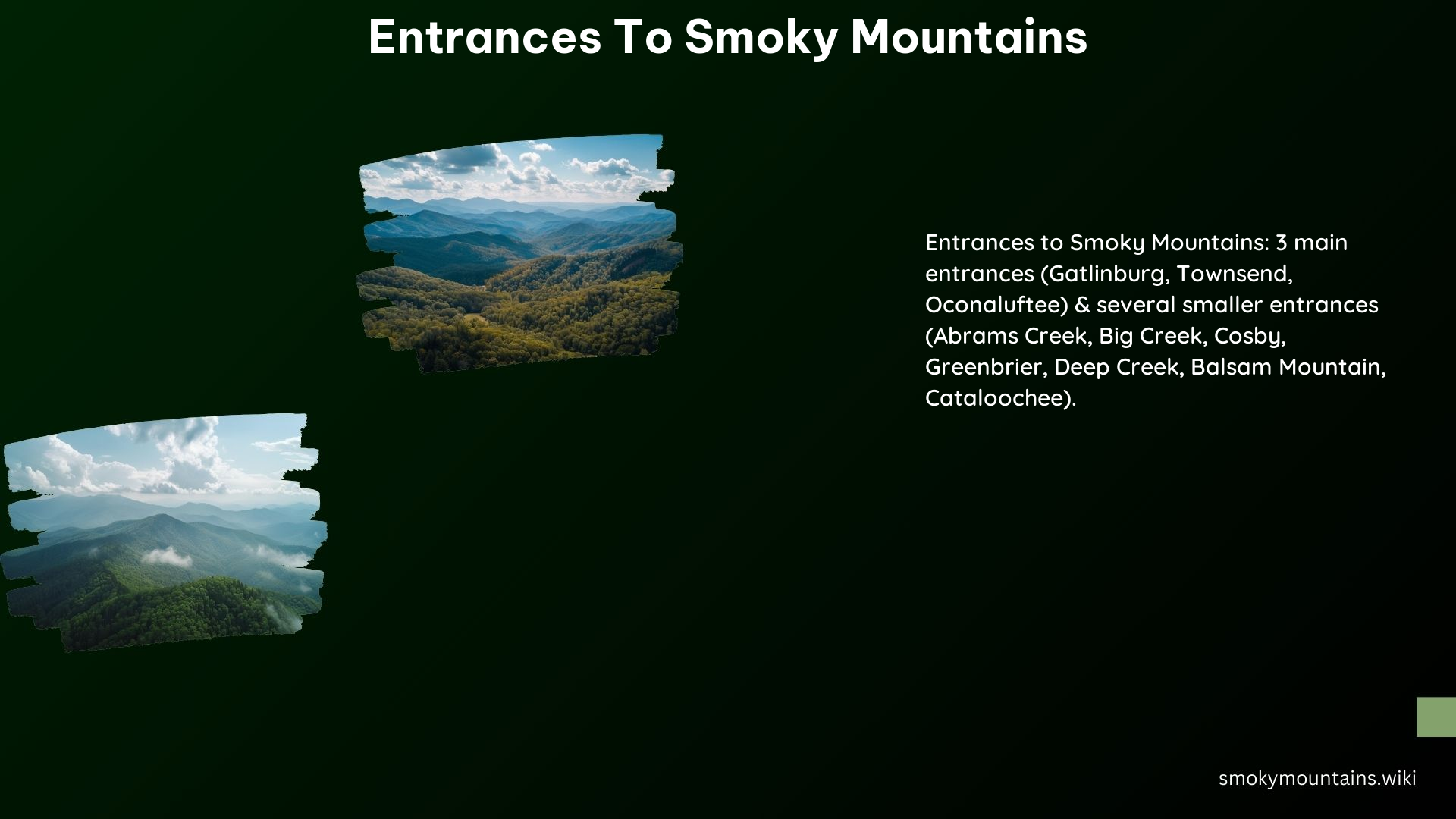 Entrances to Smoky Mountains