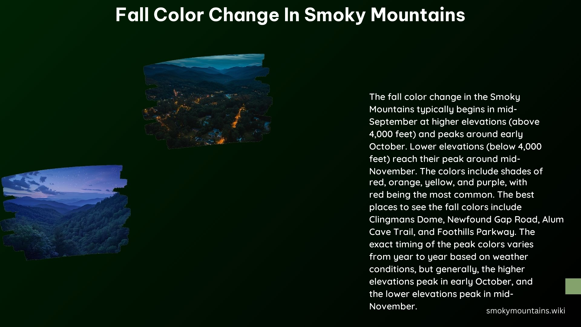 Fall Color Change in Smoky Mountains