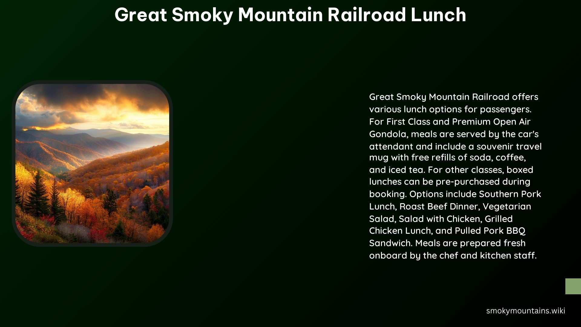 Great Smoky Mountain Railroad Lunch