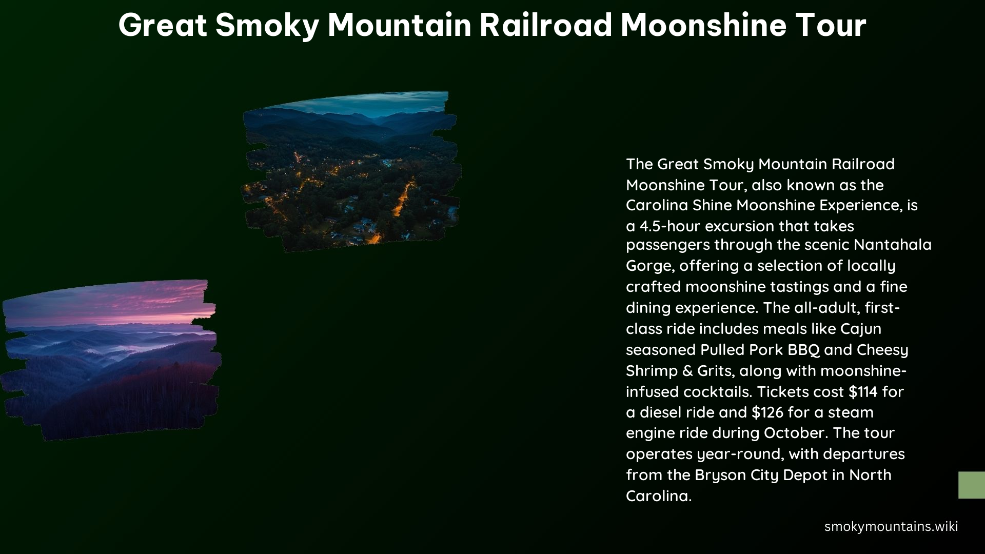 Great Smoky Mountain Railroad Moonshine Tour