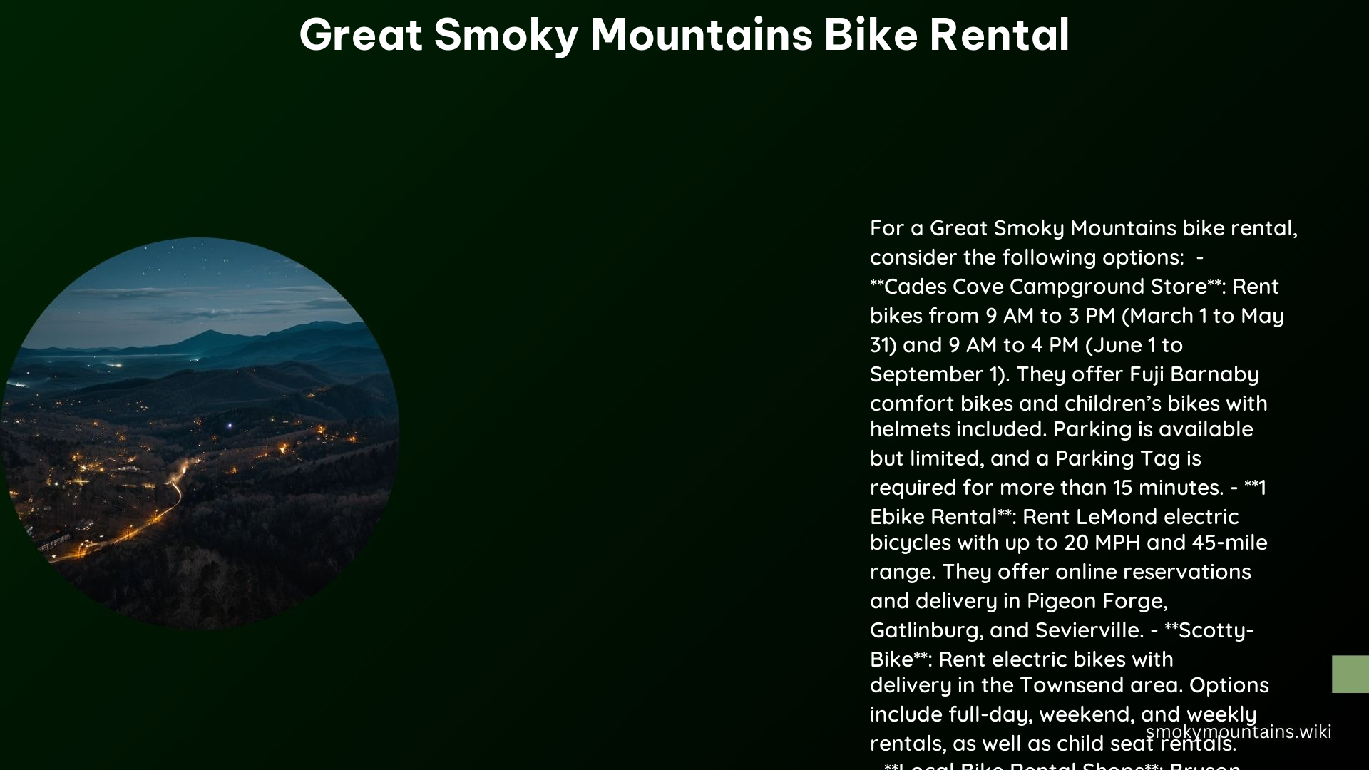 Great Smoky Mountains Bike Rental