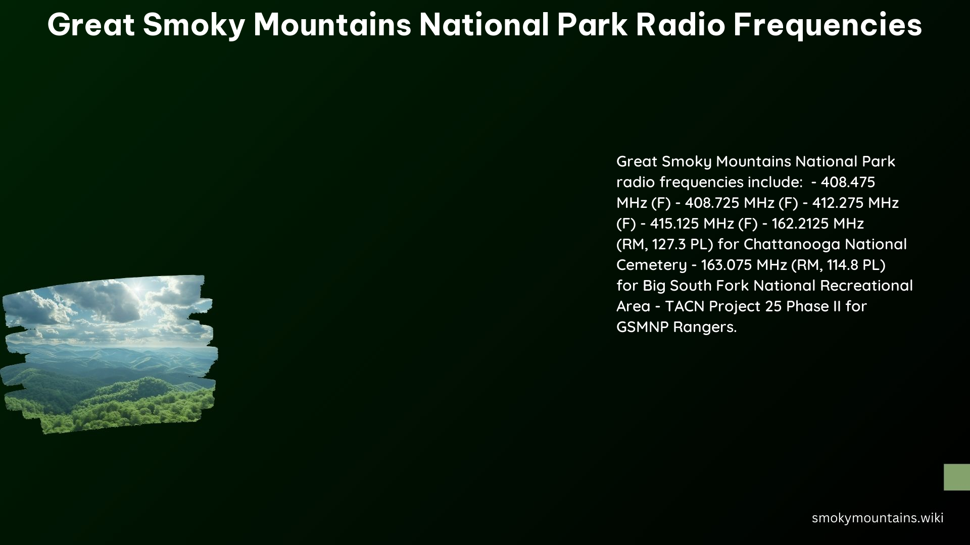 Great Smoky Mountains National Park Radio Frequencies