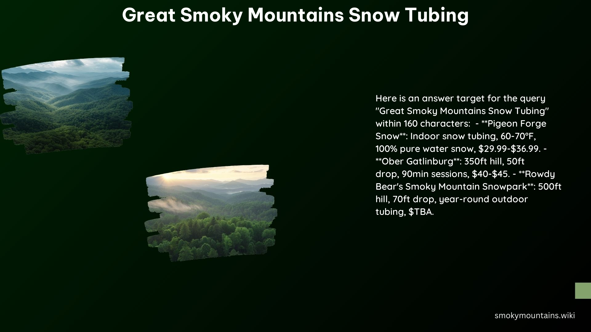 Great Smoky Mountains Snow Tubing