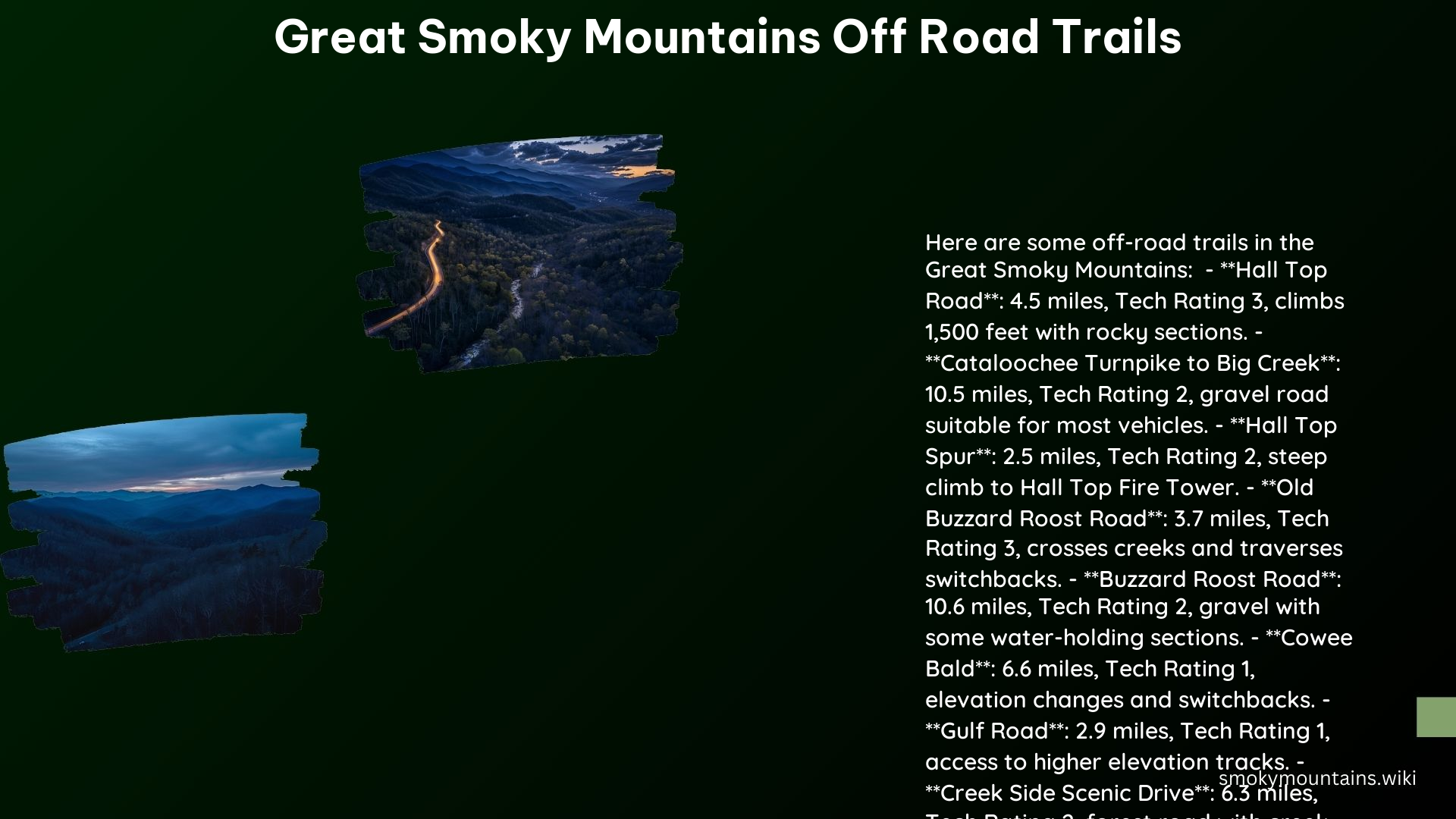 Great Smoky Mountains off Road Trails
