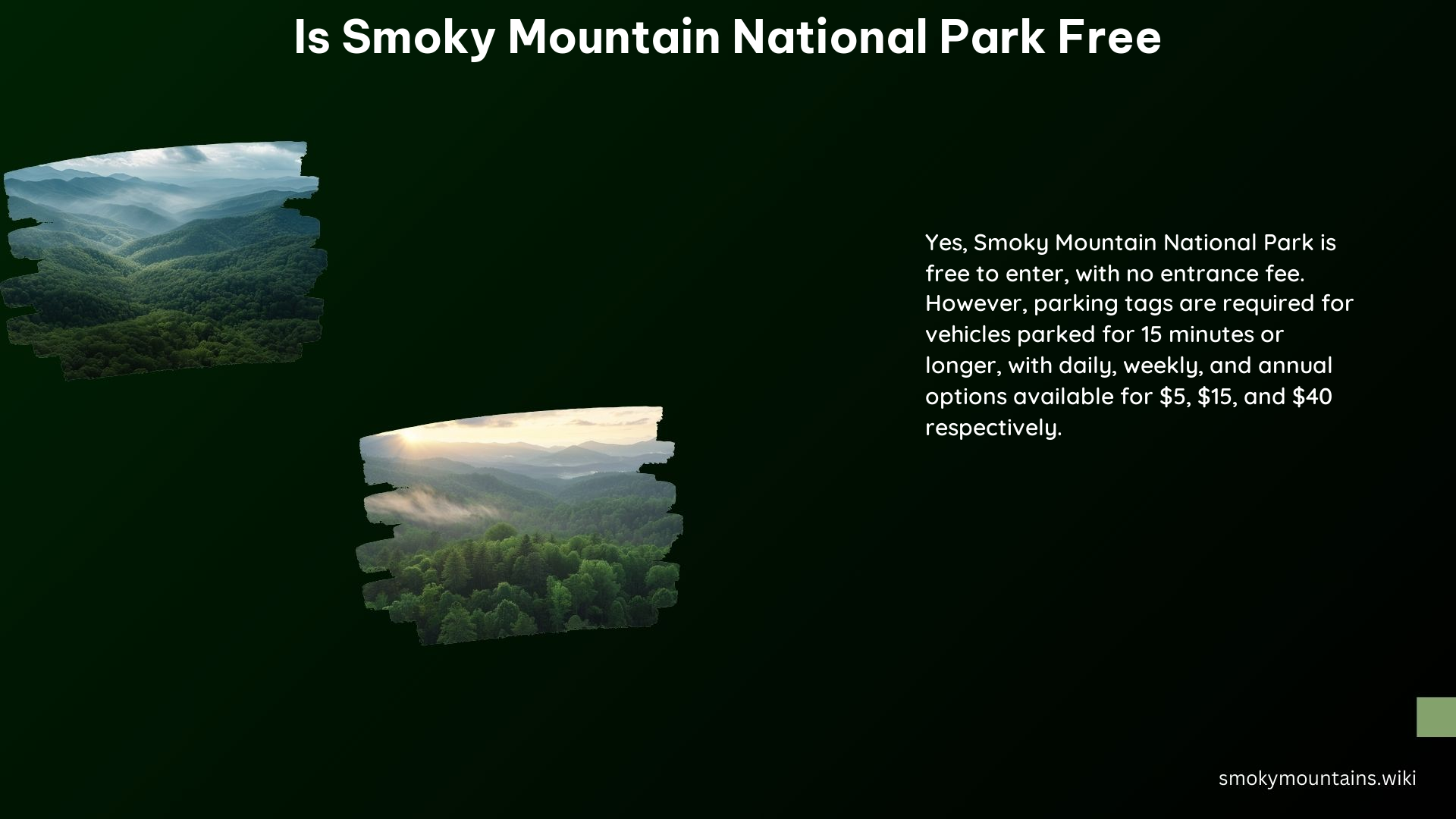 Is Smoky Mountain National Park Free