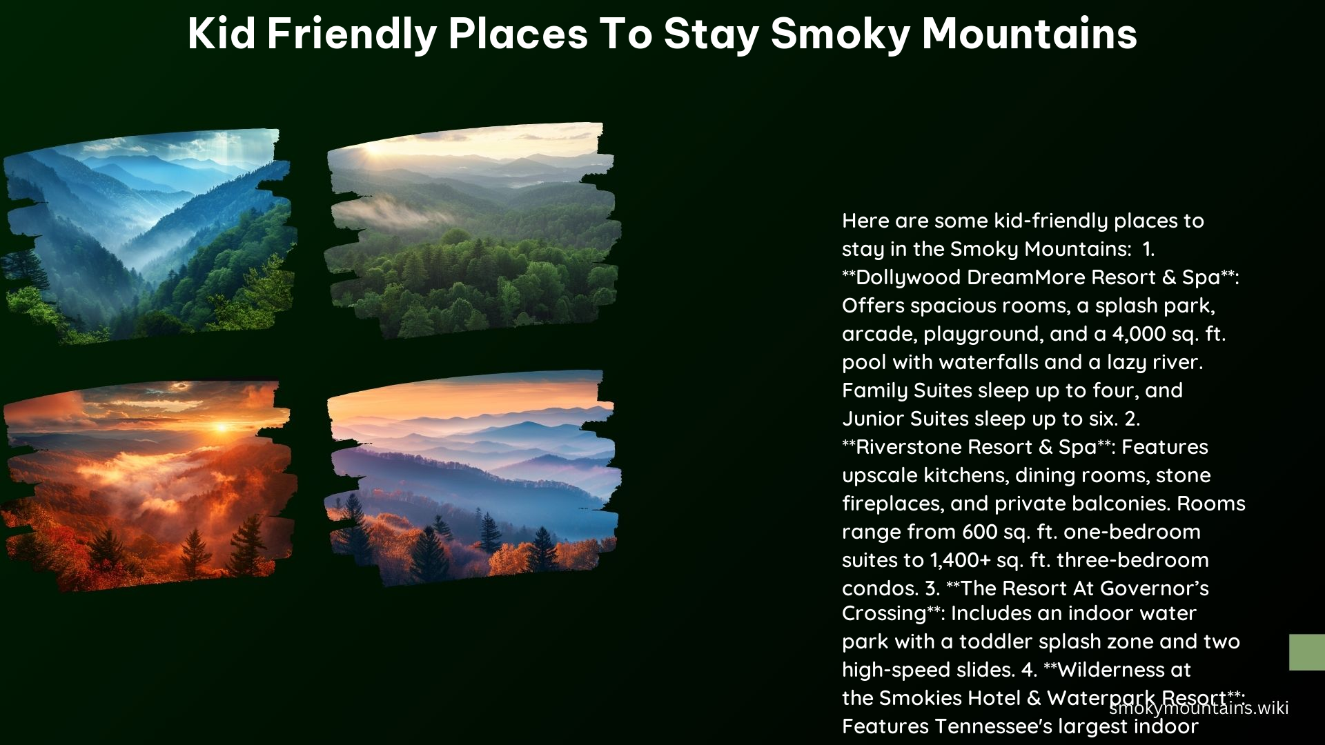 Kid Friendly Places to Stay Smoky Mountains
