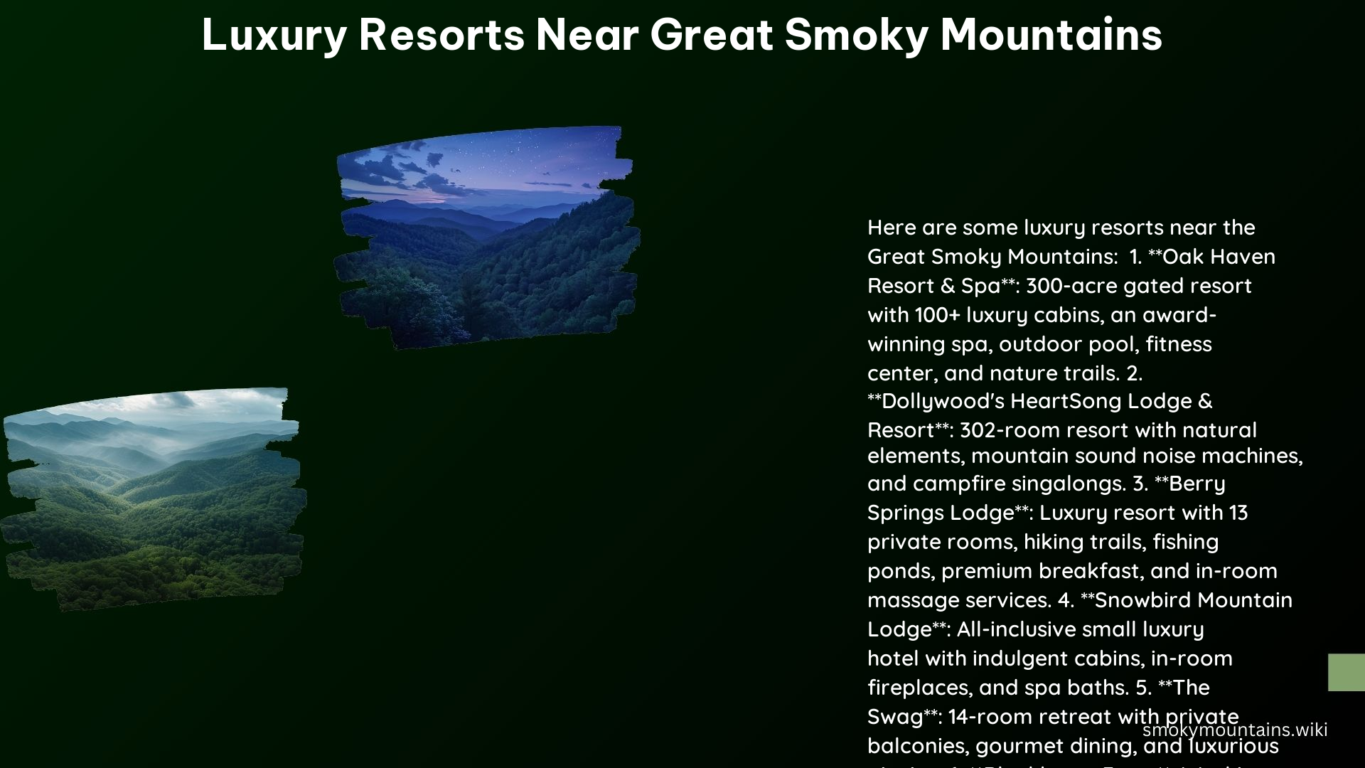 Luxury Resorts Near Great Smoky Mountains