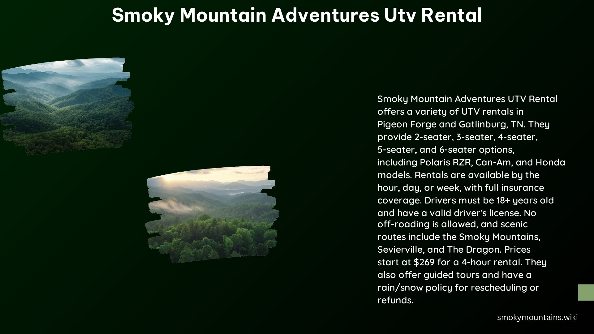 Smoky Mountain Adventures Utv Rental