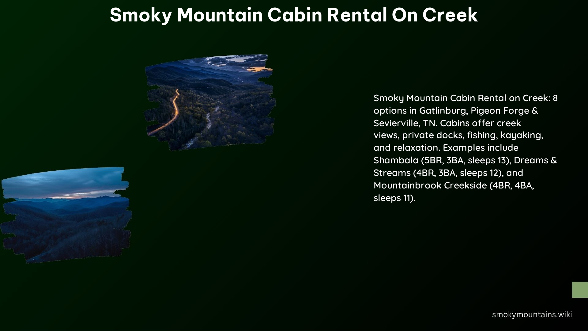 Smoky Mountain Cabin Rental on Creek