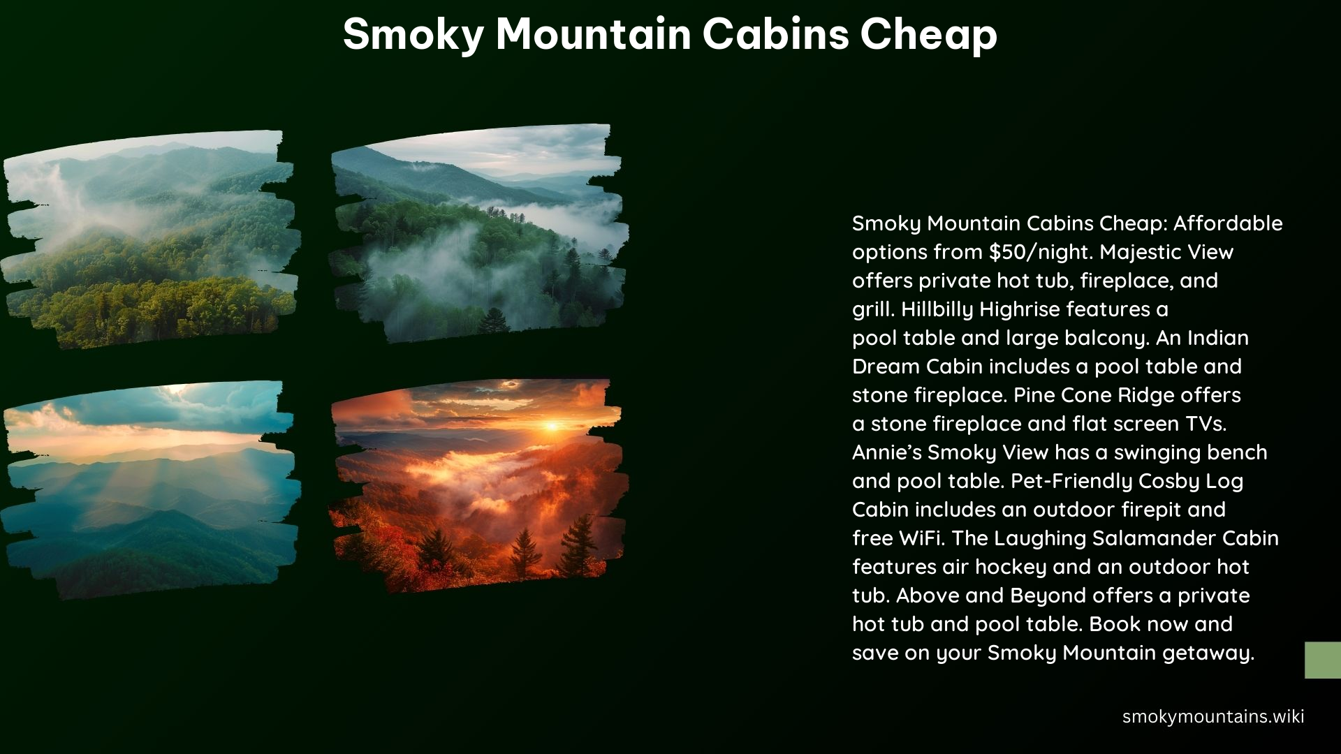 Smoky Mountain Cabins Cheap