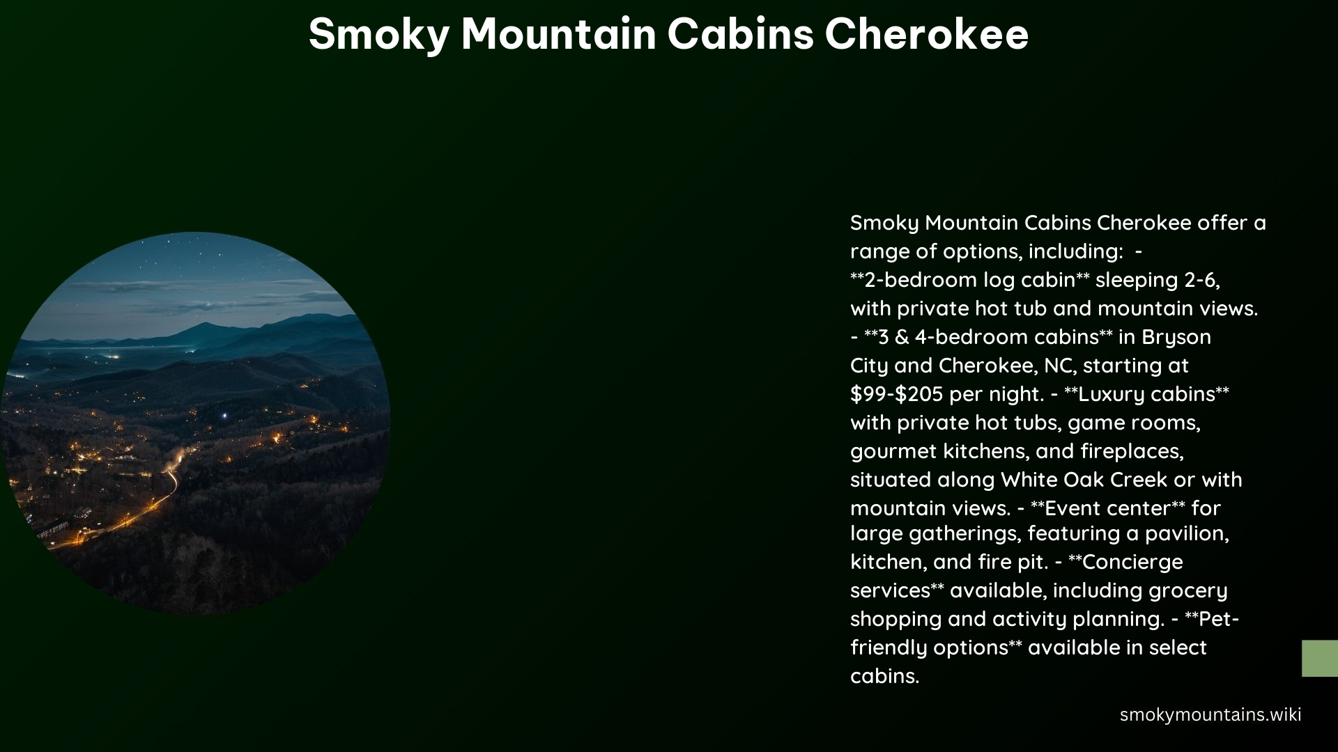 Smoky Mountain Cabins Cherokee