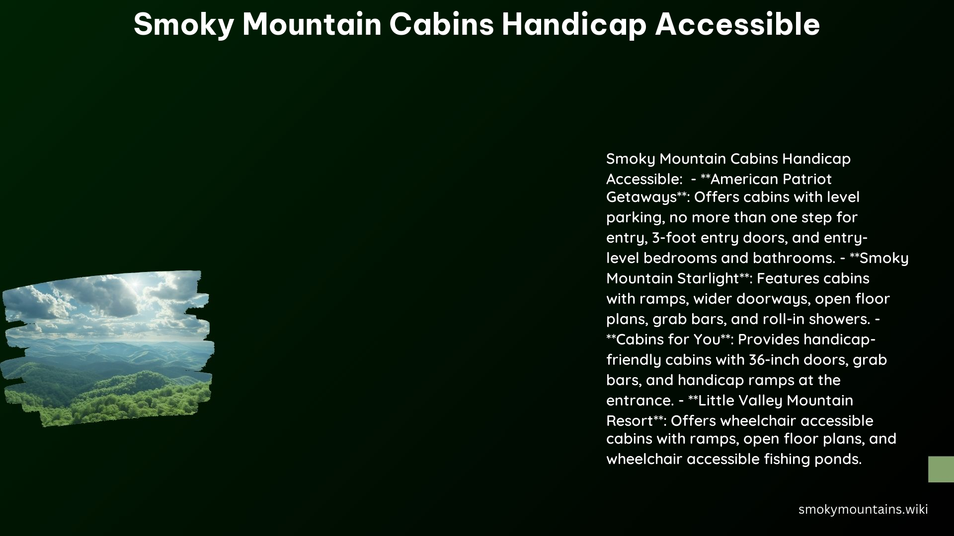 Smoky Mountain Cabins Handicap Accessible