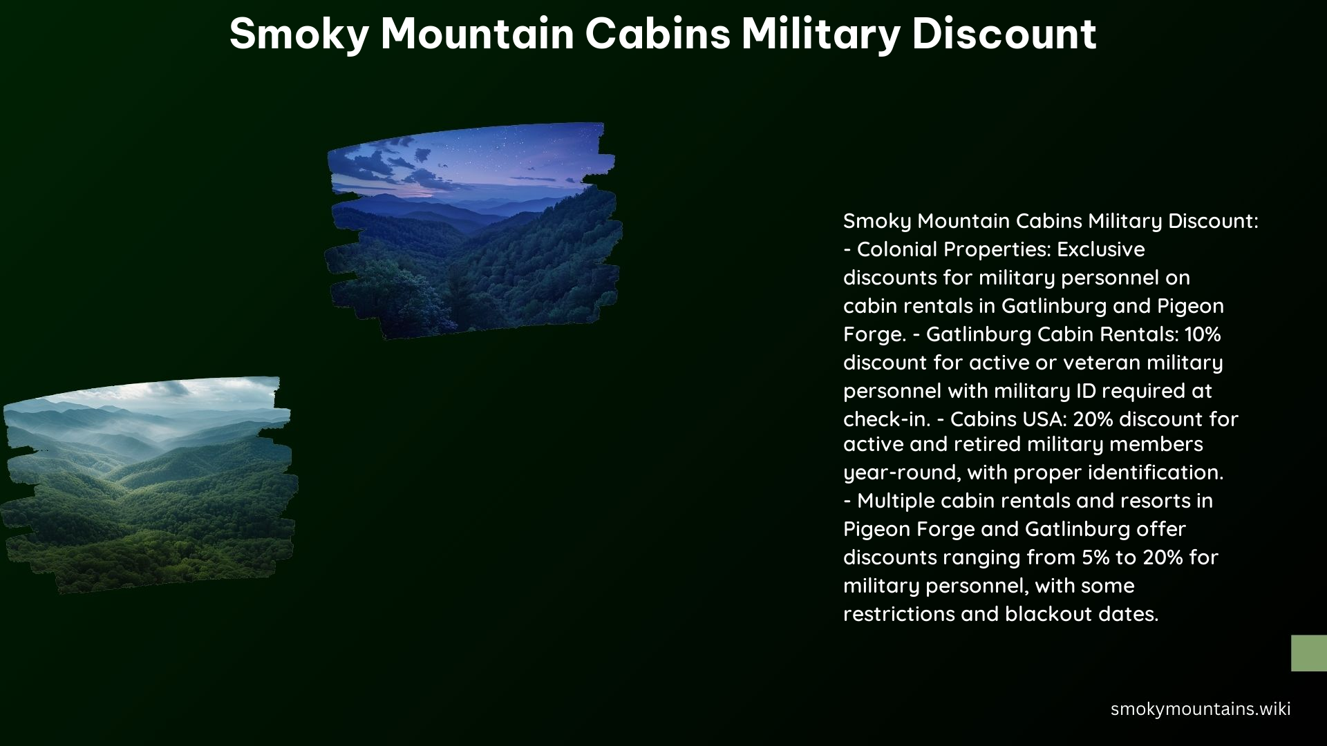 Smoky Mountain Cabins Military Discount