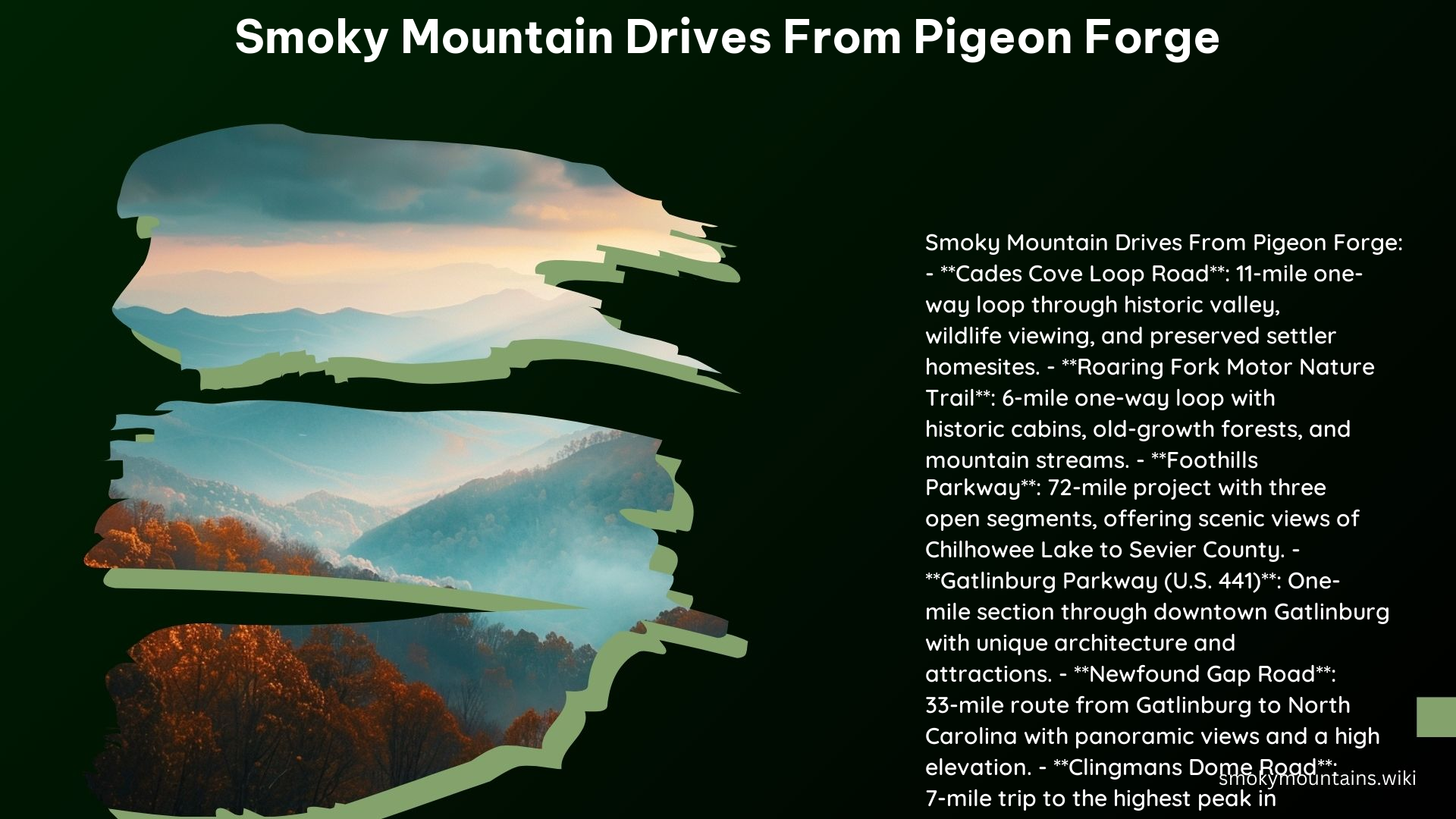 Smoky Mountain Drives From Pigeon Forge