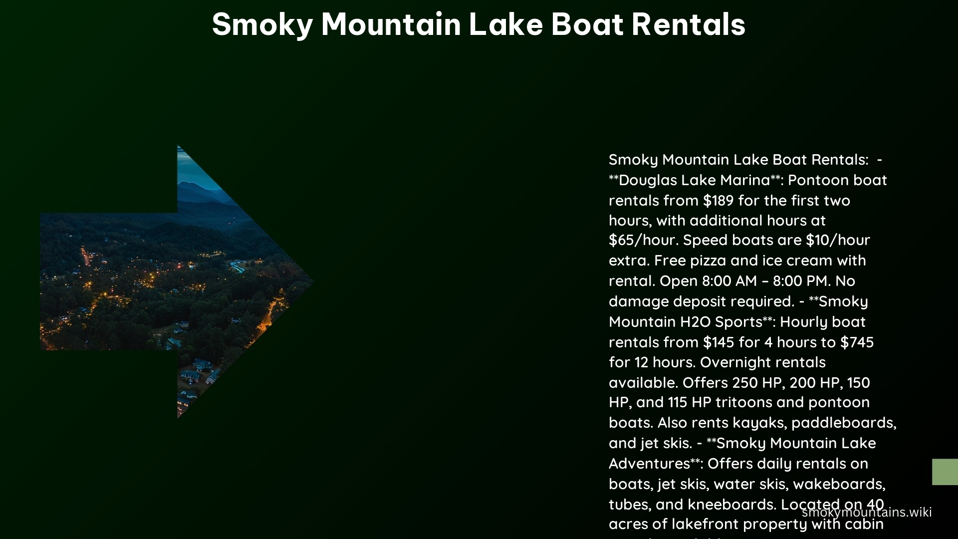 Smoky Mountain Lake Boat Rentals