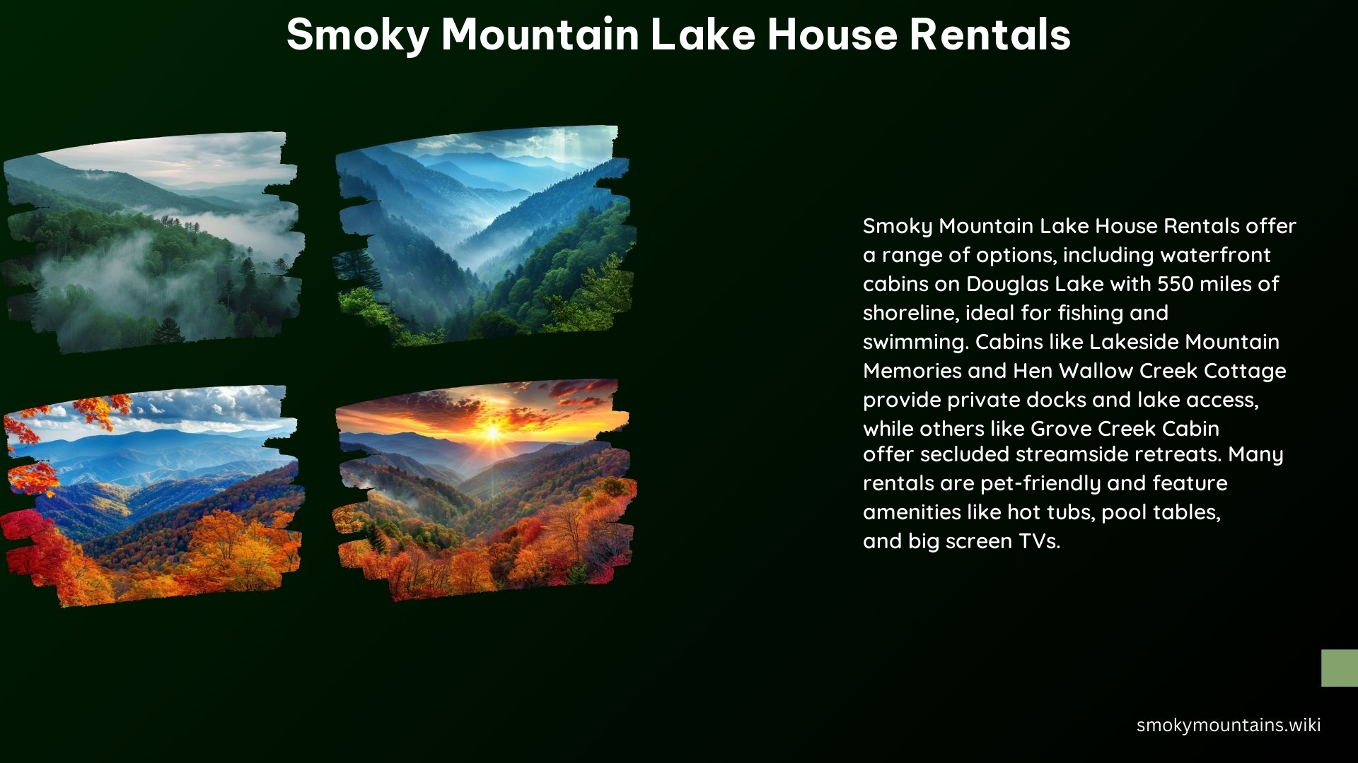 Smoky Mountain Lake House Rentals