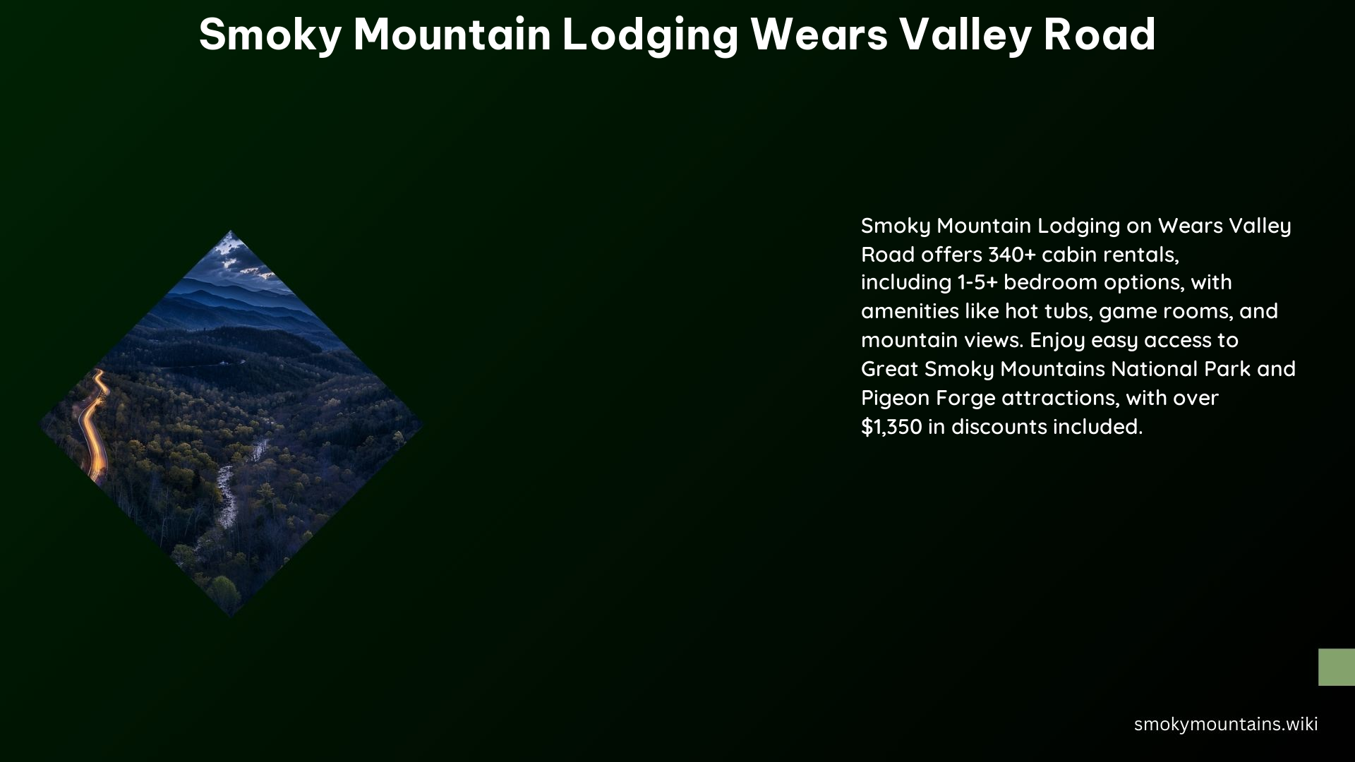 Smoky Mountain Lodging Wears Valley Road