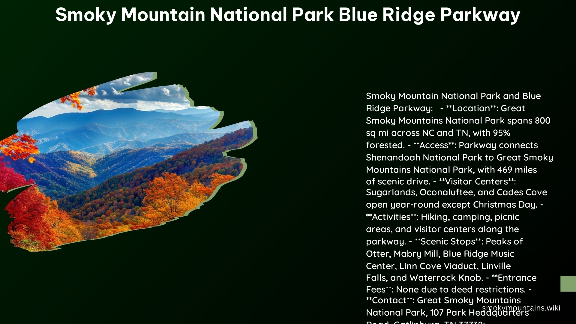 Smoky Mountain National Park Blue Ridge Parkway