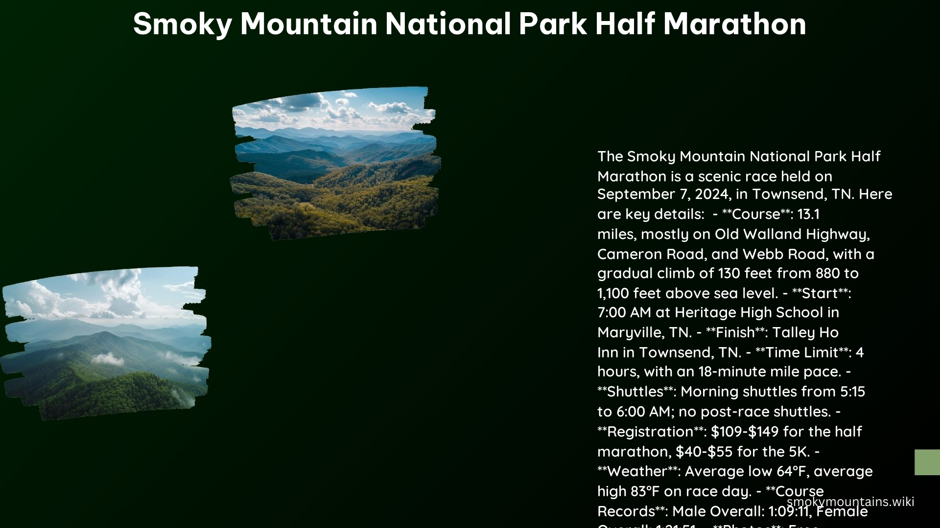 Smoky Mountain National Park Half Marathon
