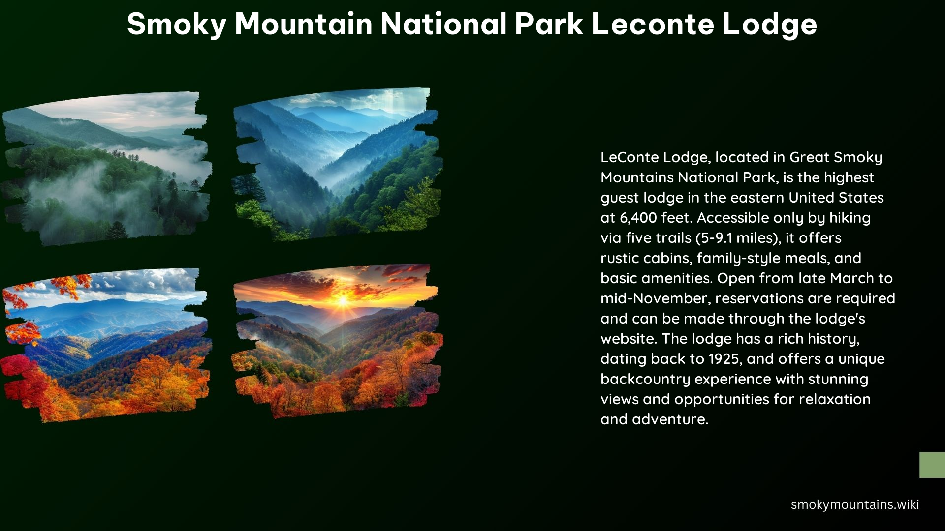 Smoky Mountain National Park Leconte Lodge