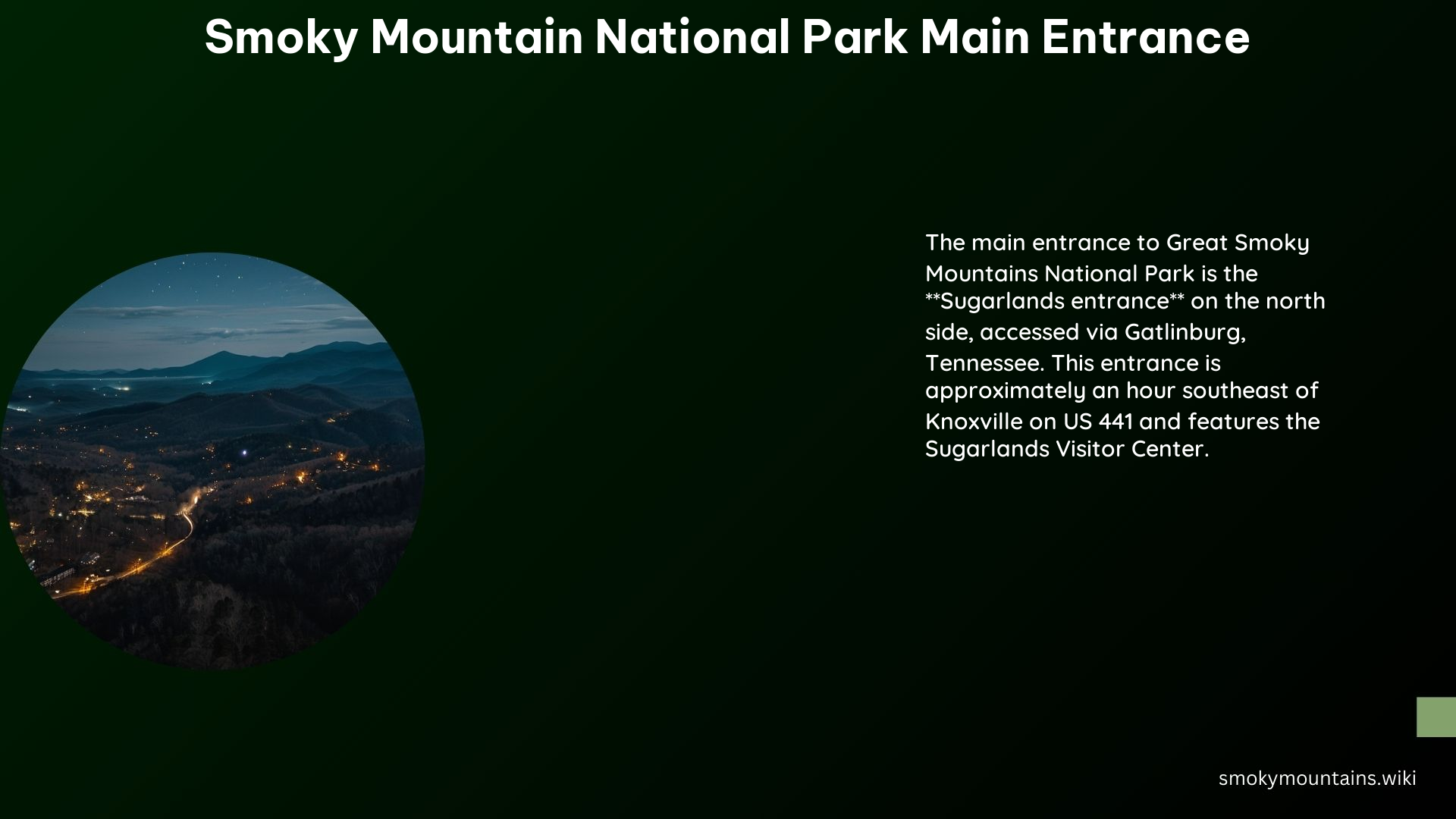 Smoky Mountain National Park Main Entrance