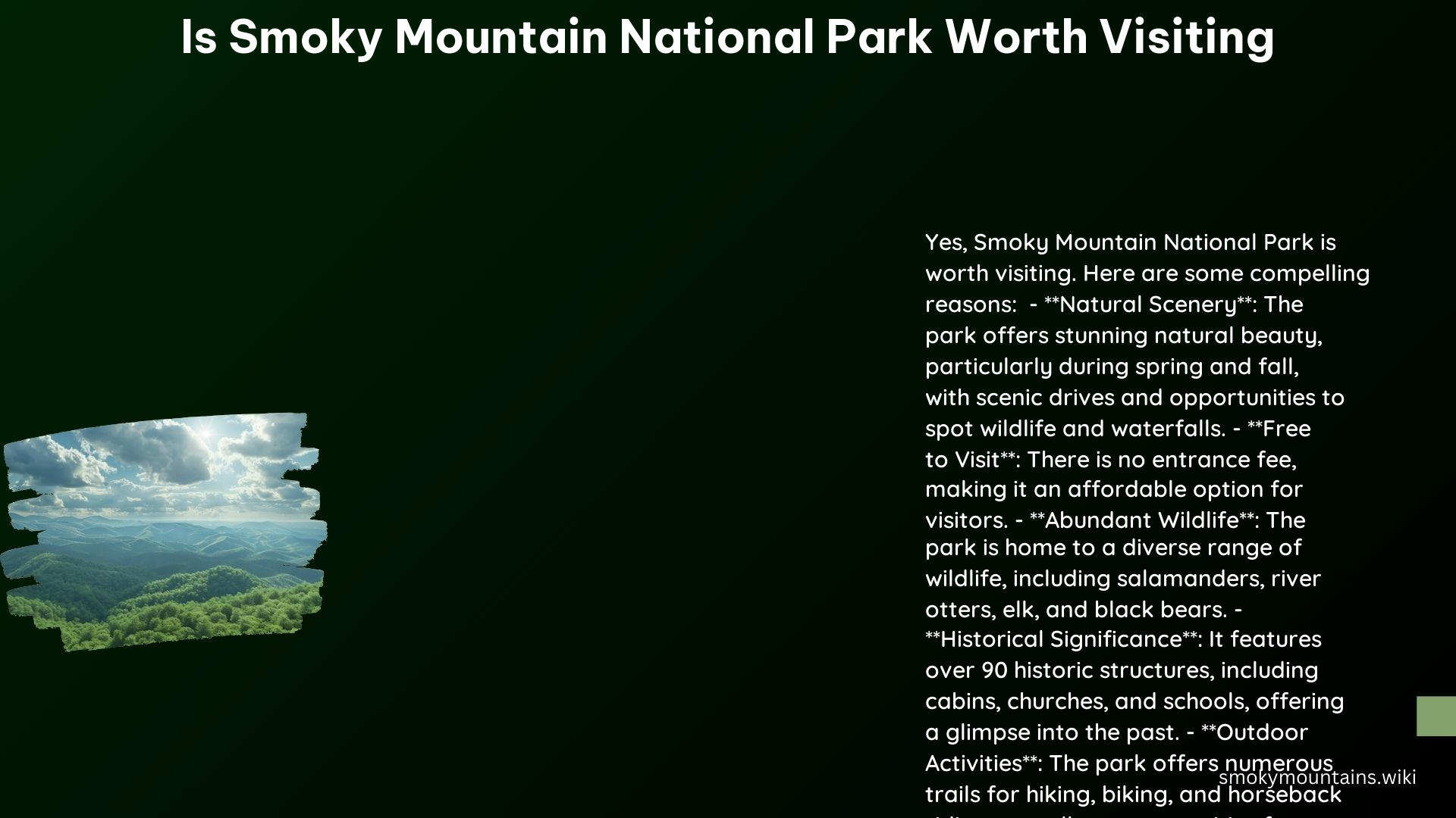 Is Smoky Mountain National Park Worth Visiting