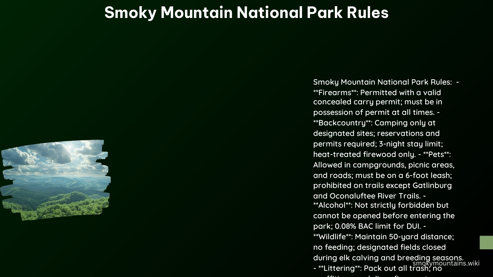 Smoky Mountain National Park Rules