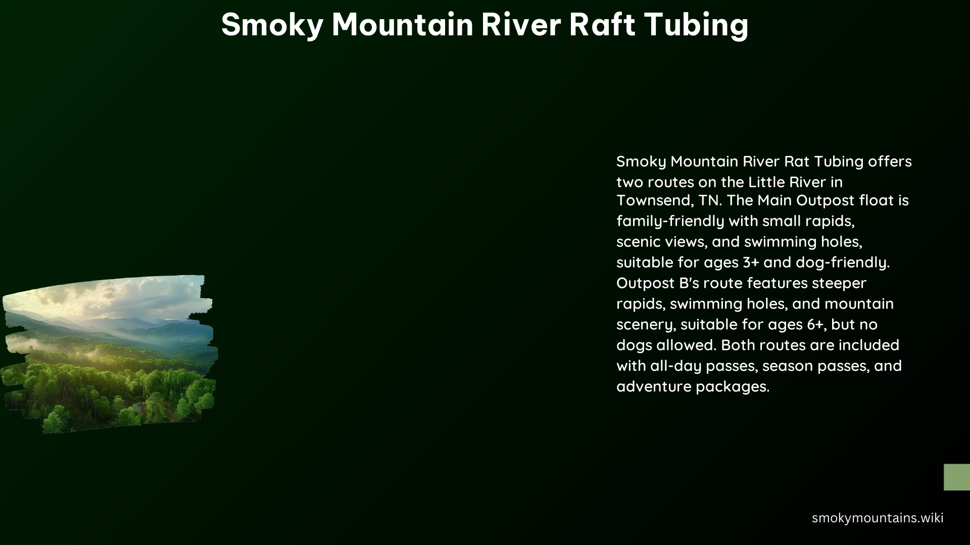 Smoky Mountain River Raft Tubing