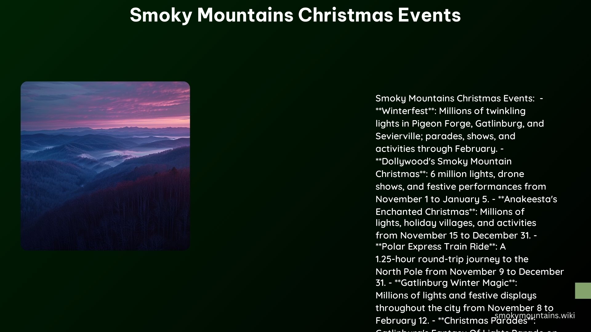 Smoky Mountains Christmas Events