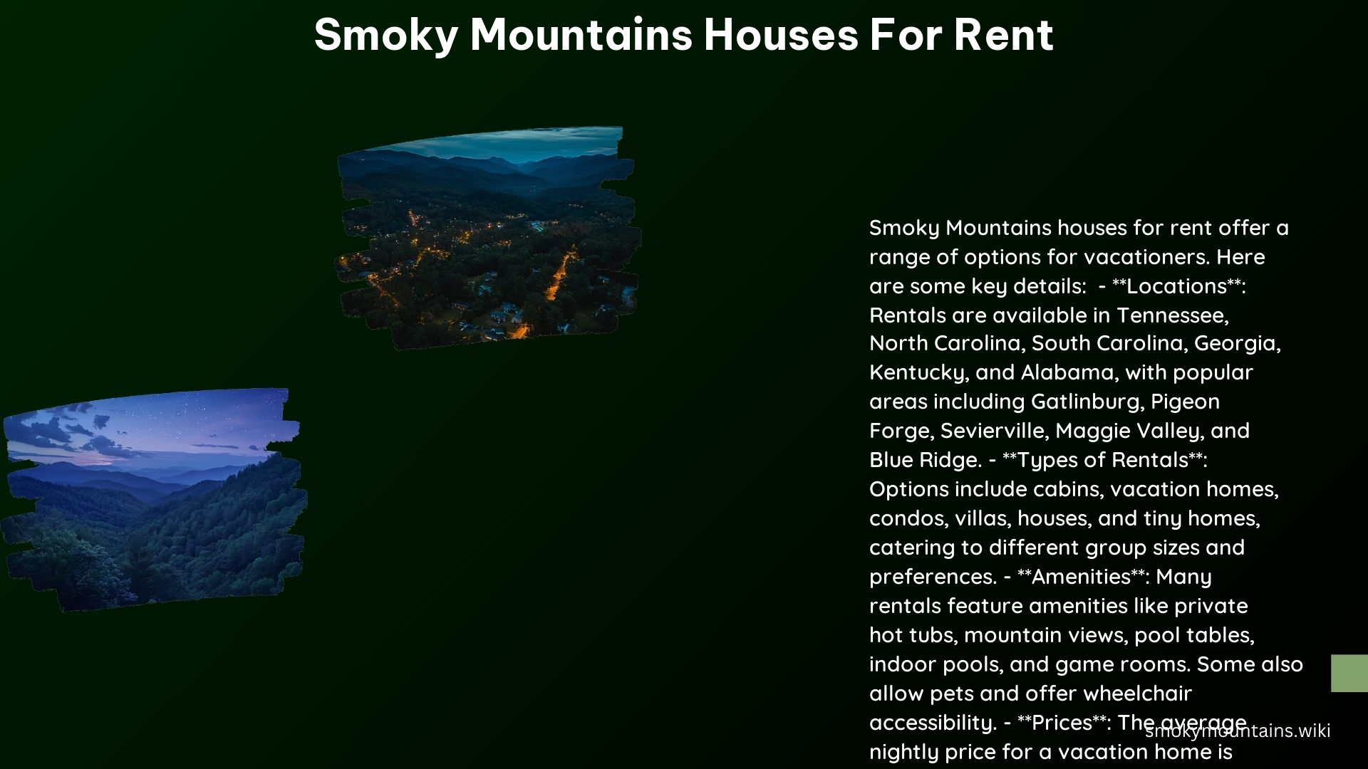 Smoky Mountains Houses for Rent