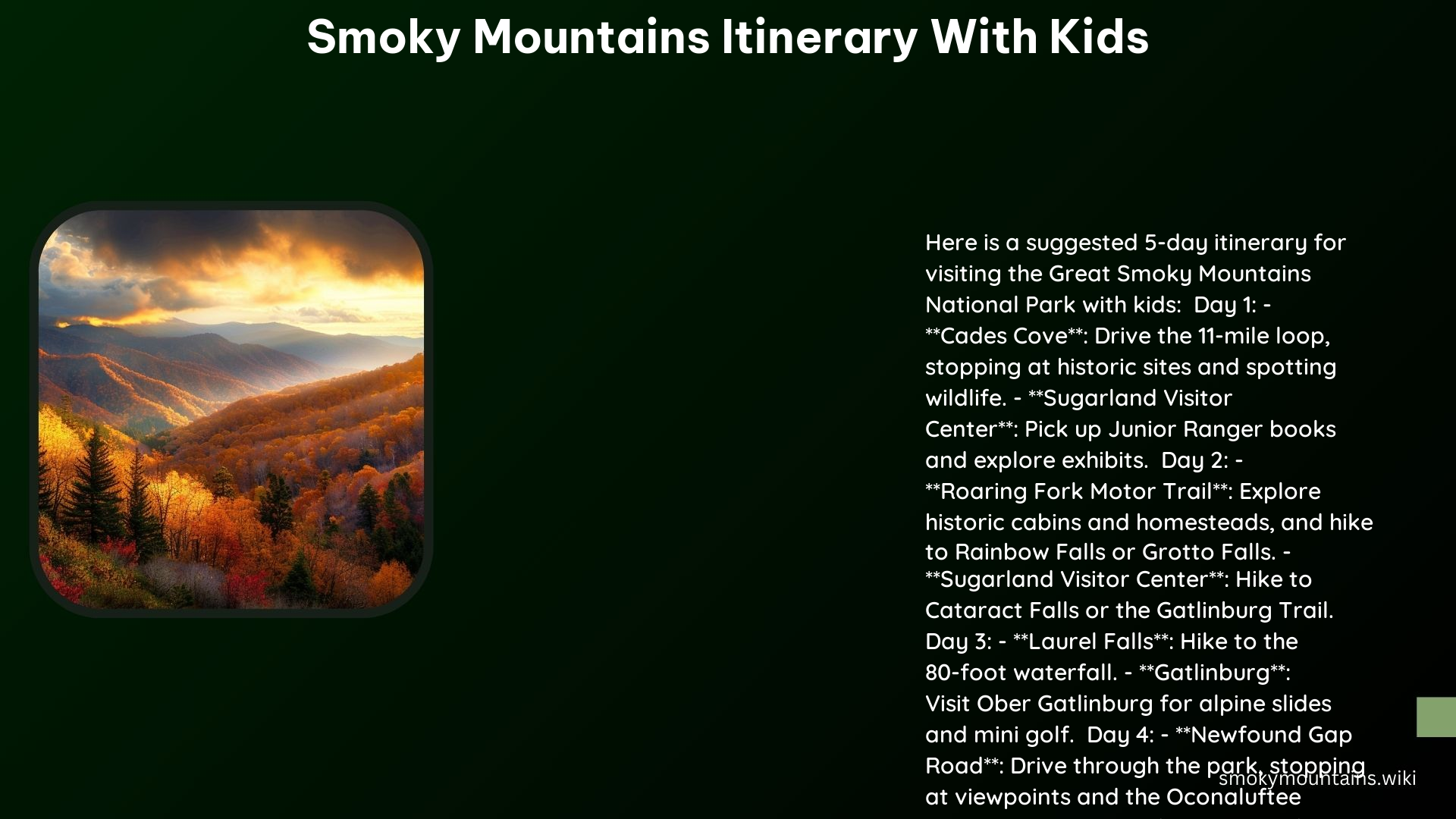Smoky Mountains Itinerary With Kids