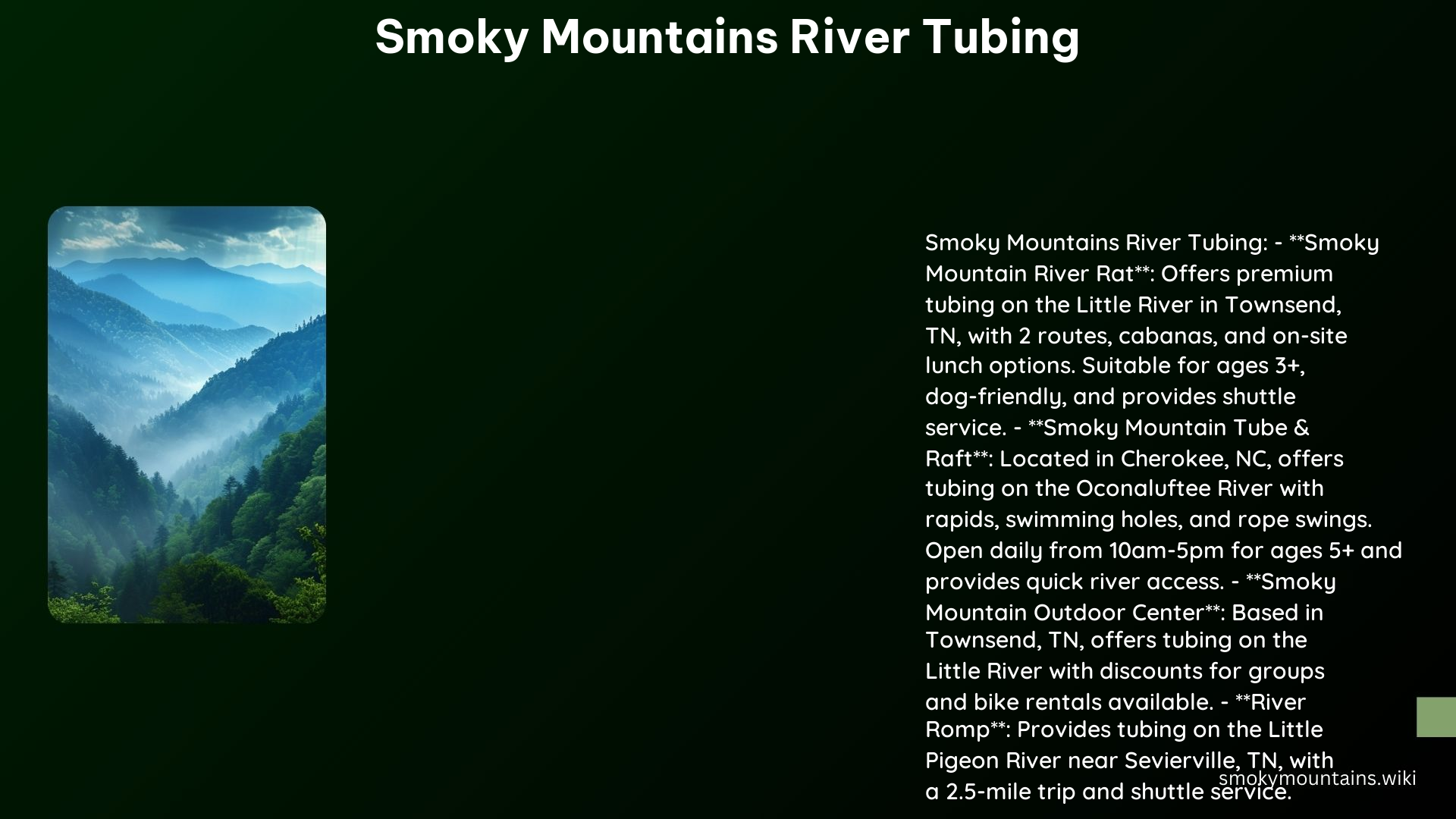 Smoky Mountains River Tubing