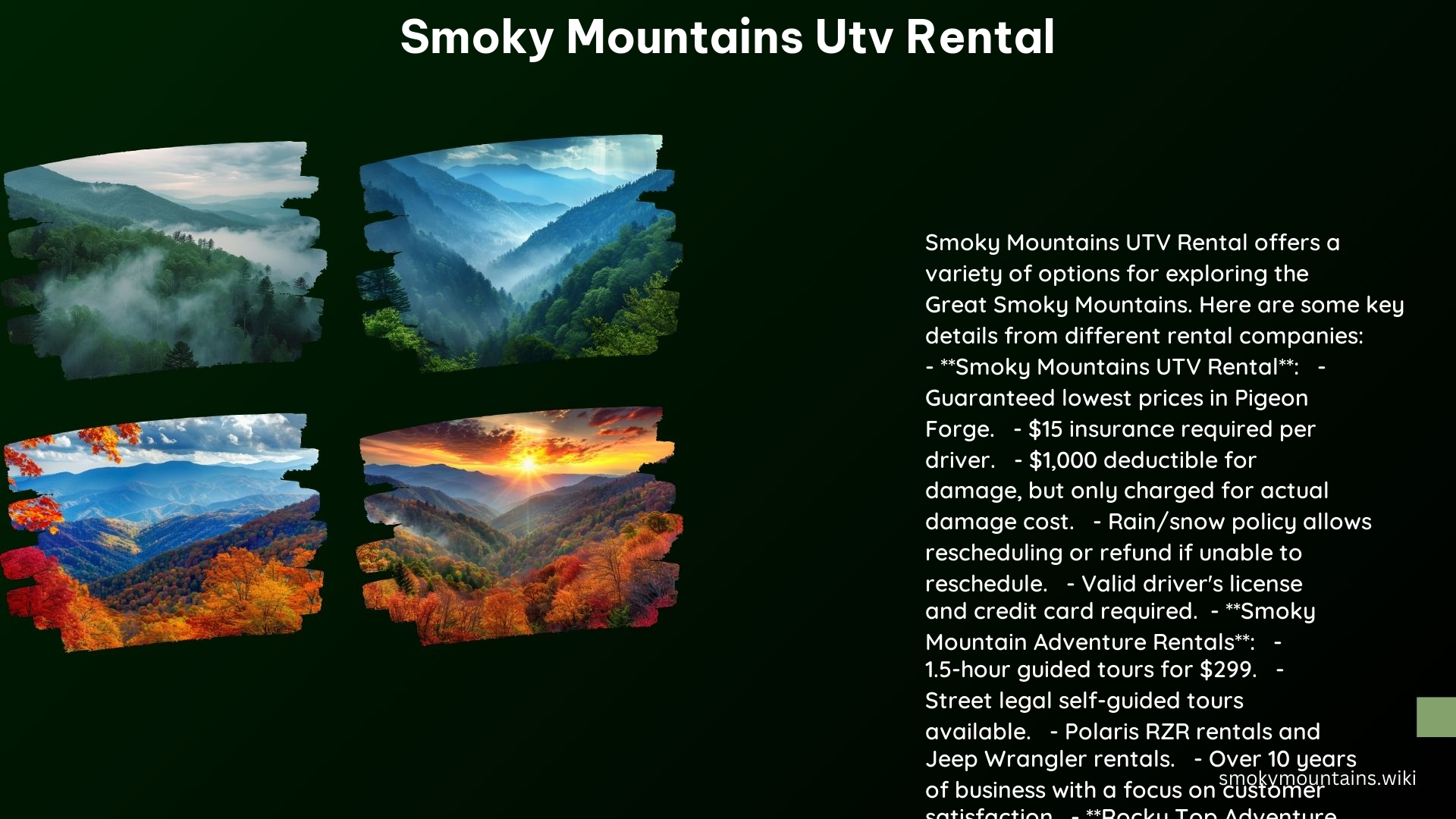 Smoky Mountains Utv Rental