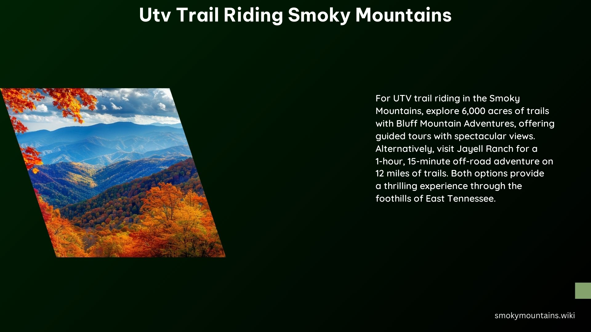 Utv Trail Riding Smoky Mountains