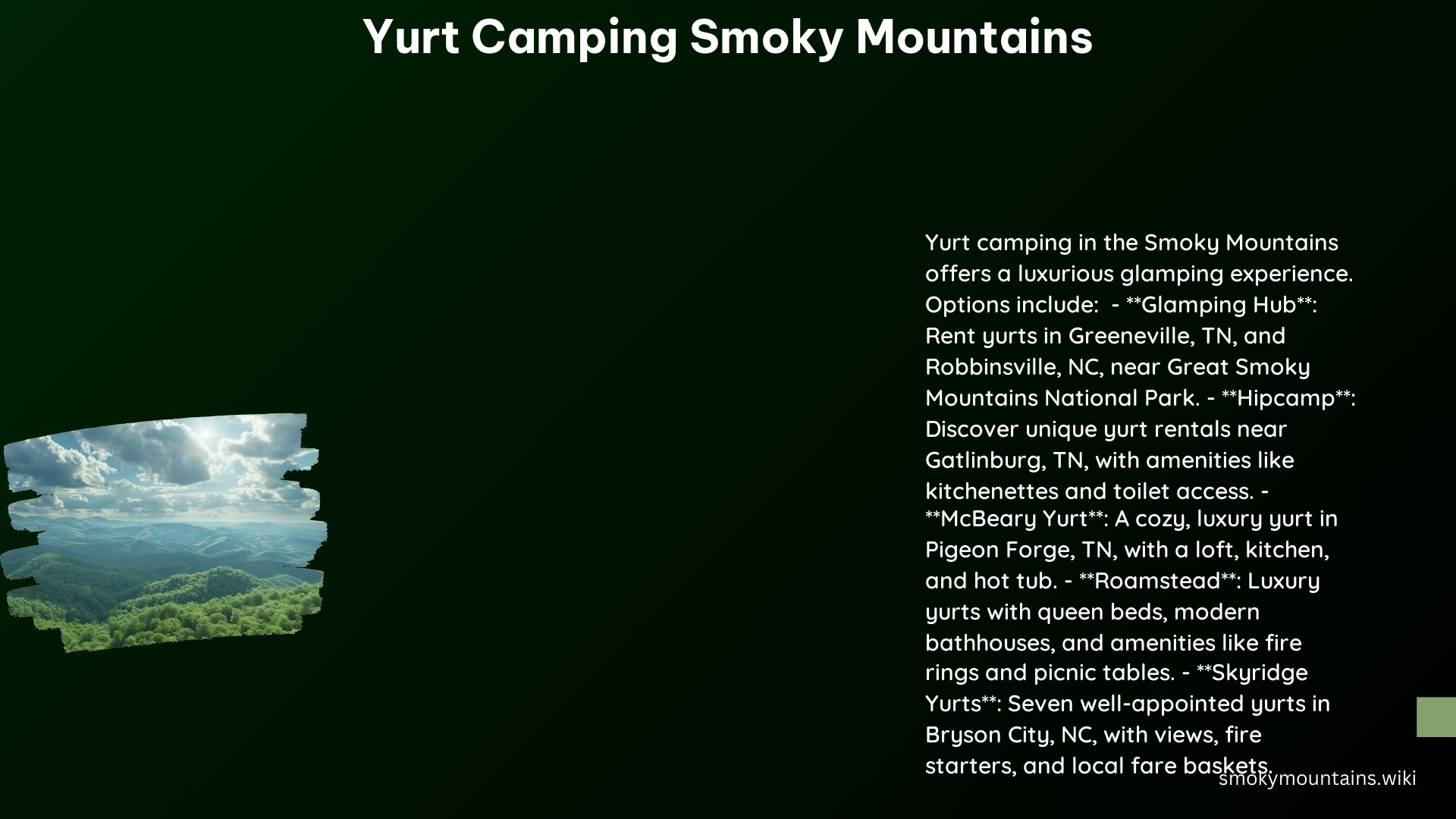 Yurt Camping Smoky Mountains