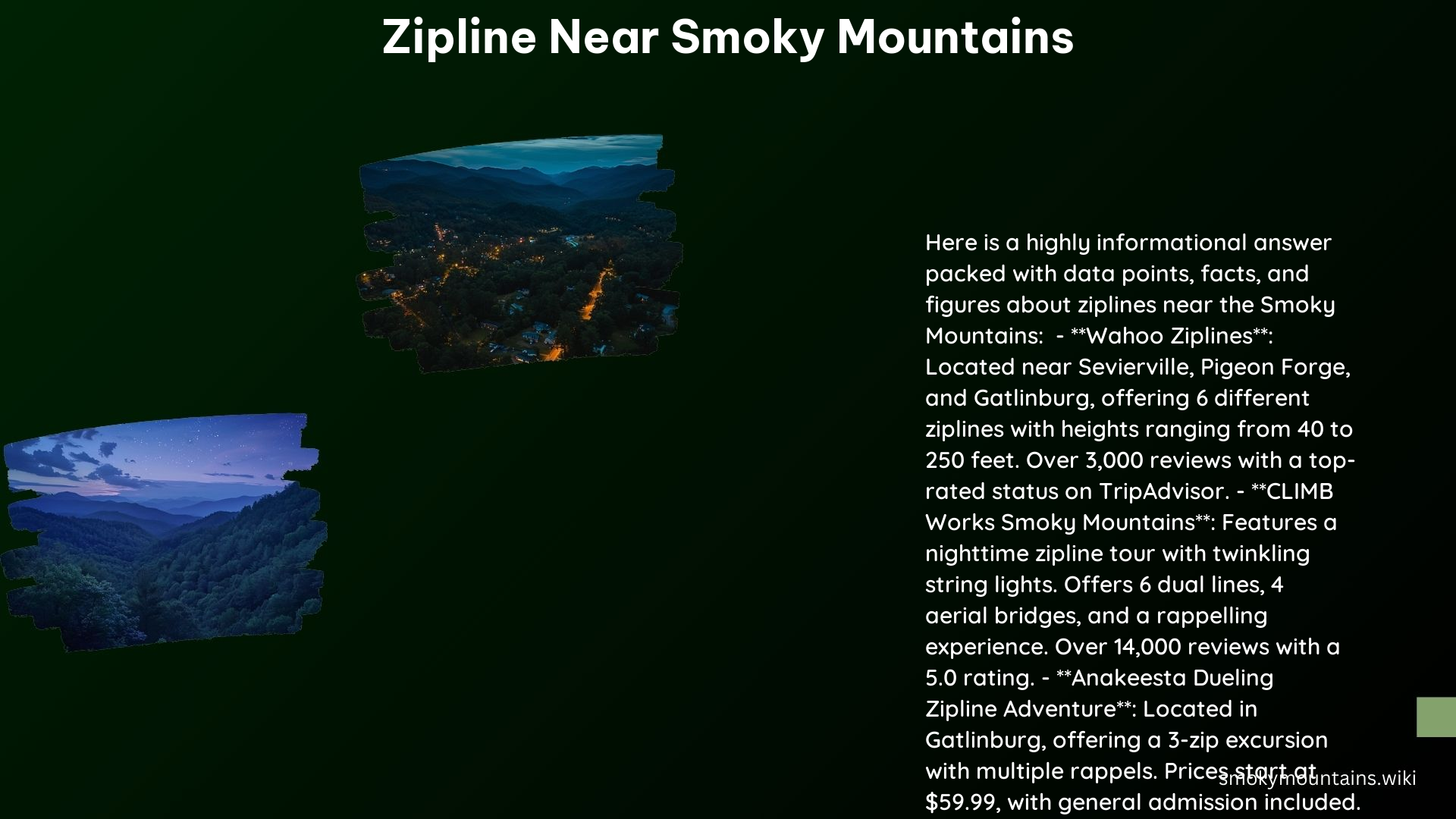 Zipline Near Smoky Mountains